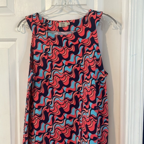 Women’s Katherine Way V-Neck Sleeveless Multi Color Nylon & Spandex Dress Sz XL - Picture 2 of 9